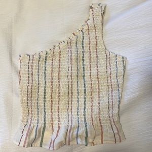 American Eagle smocked one shoulder top